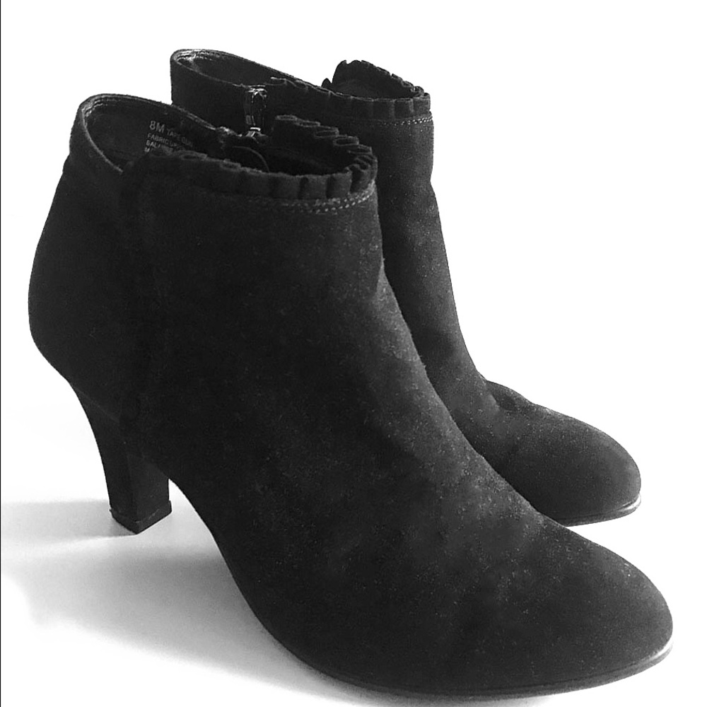 3” Heel Black Faux Suede Booties